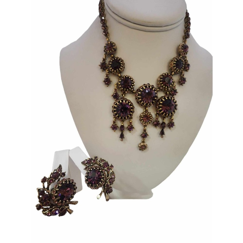 Vintage Exceptional Rare Hollycraft Drippy Bib Demi Parure (A3579)